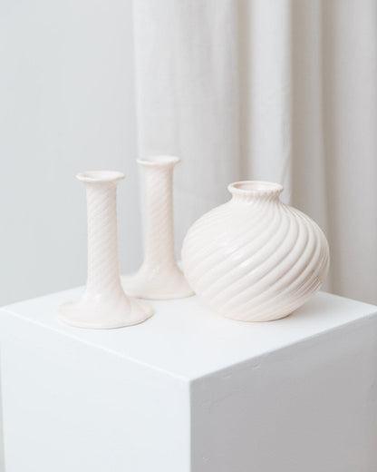 Bougeoir et vase vintage en céramique design milieu du siècle années 1970 lot de 2