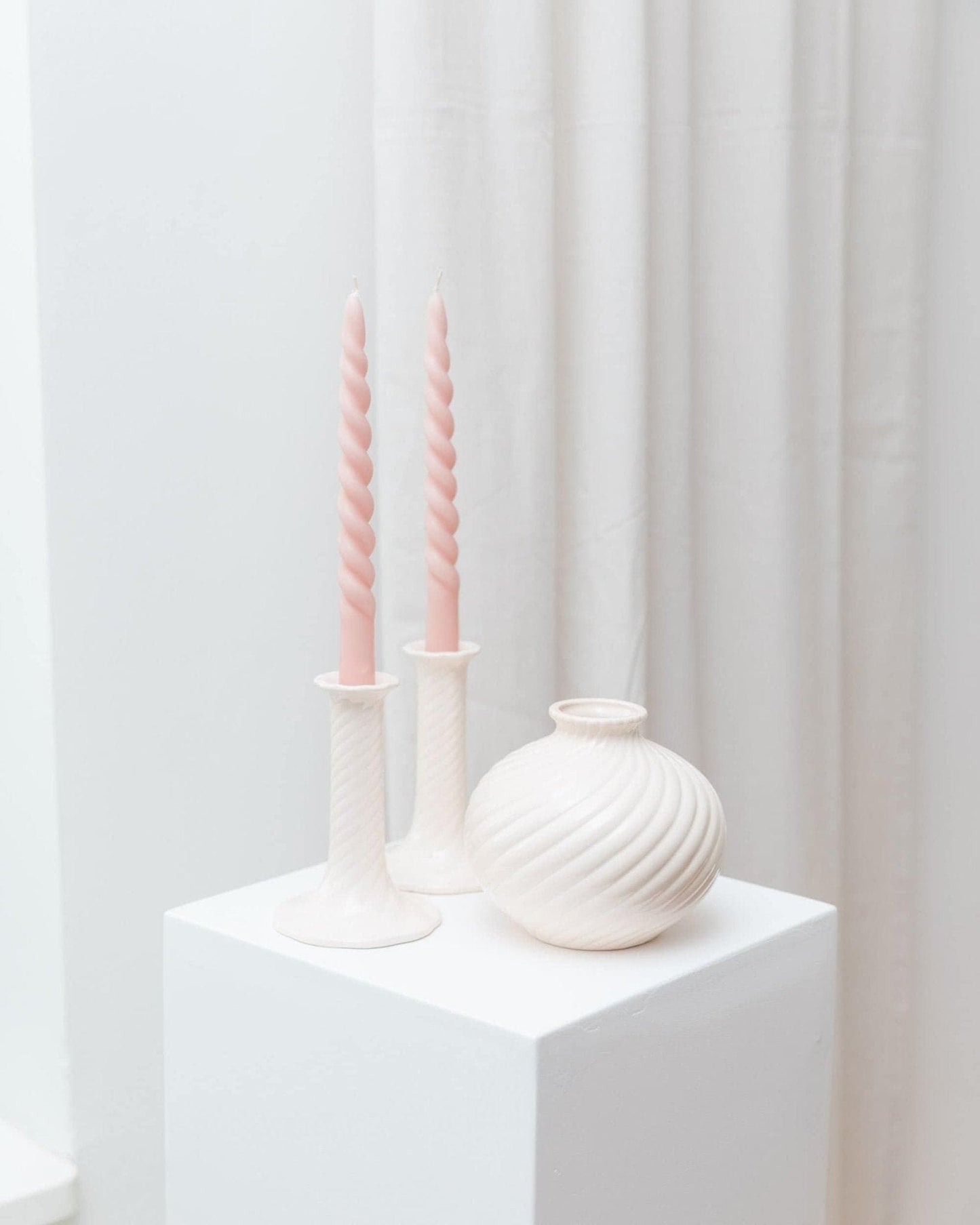 Bougeoir et vase vintage en céramique design milieu du siècle années 1970 lot de 2