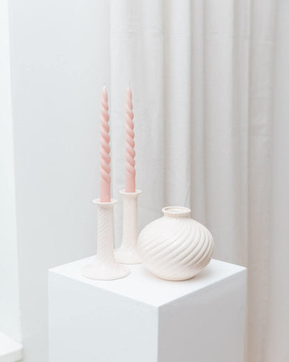 Bougeoir et vase vintage en céramique design milieu du siècle années 1970 lot de 2