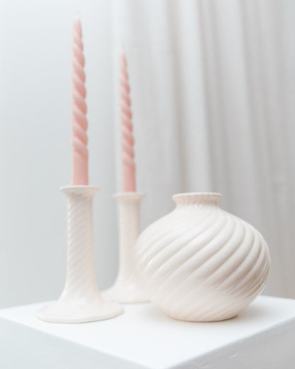 Bougeoir et vase vintage en céramique design milieu du siècle années 1970 lot de 2