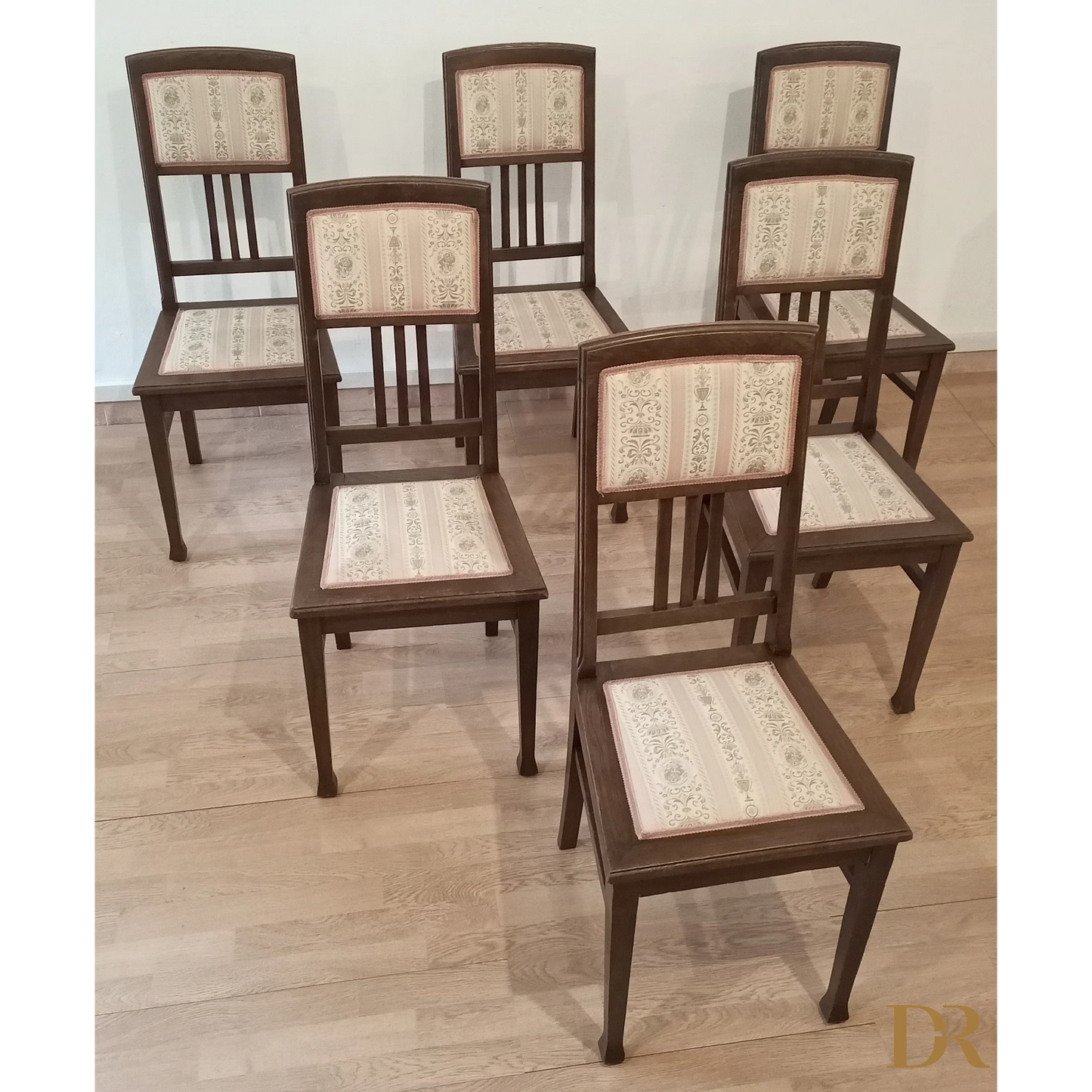 Lot de 2 chaises de salle à manger vintage en chêne avec rembourrage d'origine de style italien