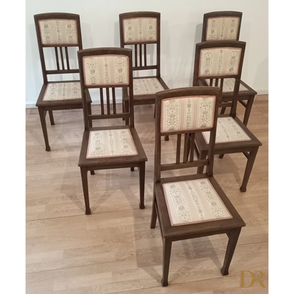 Lot de 2 chaises de salle à manger vintage en chêne avec rembourrage d'origine de style italien