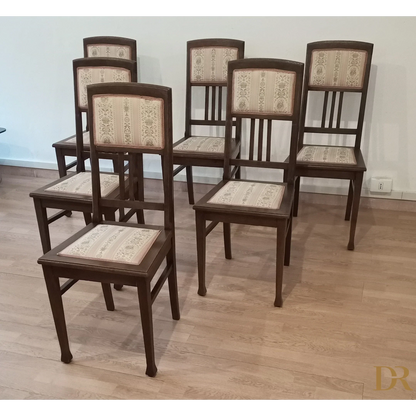 Lot de 2 chaises de salle à manger vintage en chêne avec rembourrage d'origine de style italien