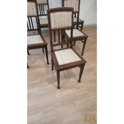 Lot de 2 chaises de salle à manger vintage en chêne avec rembourrage d'origine de style italien