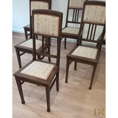 Lot de 2 chaises de salle à manger vintage en chêne avec rembourrage d'origine de style italien