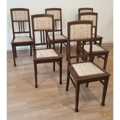 Lot de 2 chaises de salle à manger vintage en chêne avec rembourrage d'origine de style italien