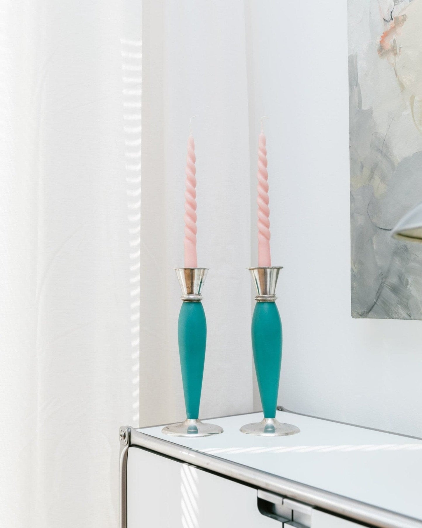 Bougeoir vintage postmoderne rétro style Memphis 2000, lot de 2