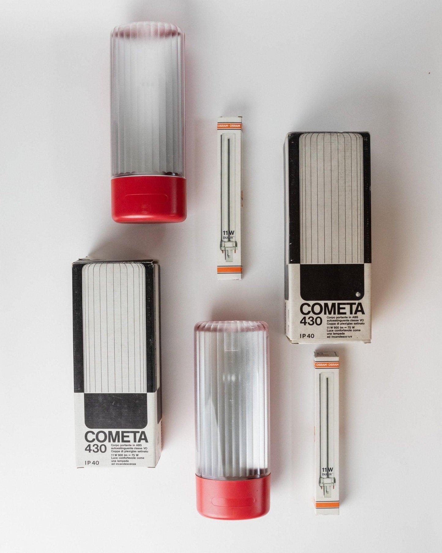 Vintage Wandleuchte Cometa 430 von Disano Italien Rot Set von 2