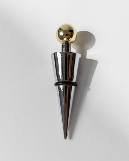 Vintage Flaschenverschluss Set von 3 geometrisch konisch mit goldenen Spitzen, Italien 1980er