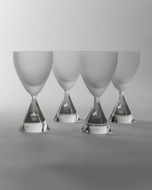 Vintage Trinkglas Set von 4 mit Luftblase für Murano mattiert und klar