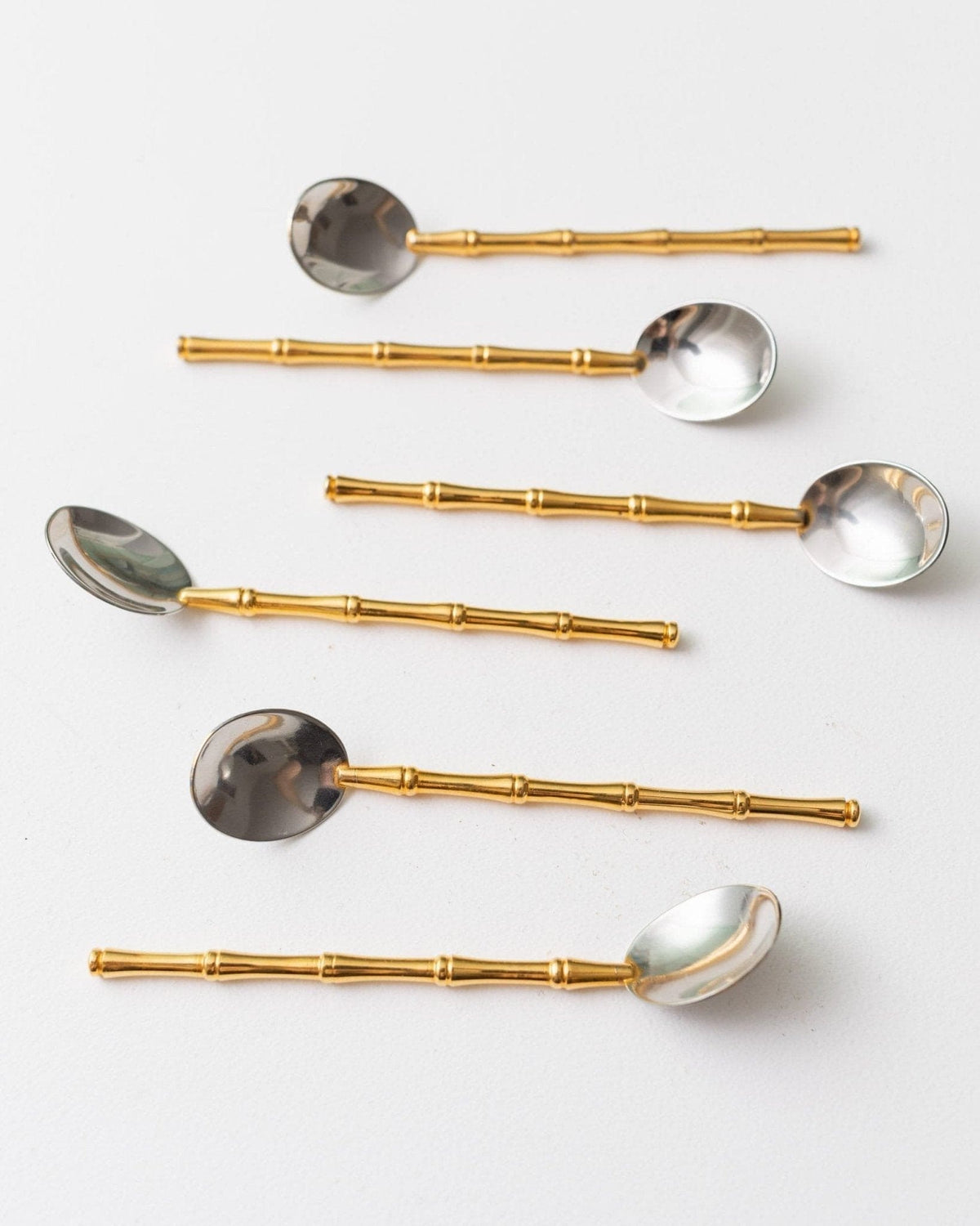 Lot de 6 cuillères vintage en bambou plaqué argent par Gucci