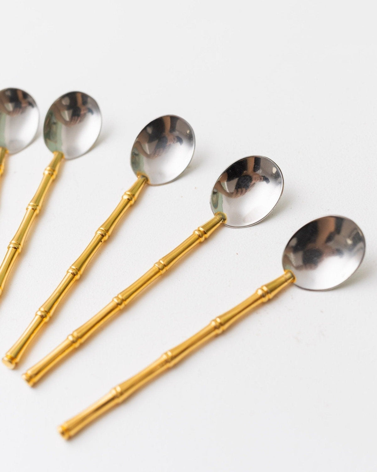 Lot de 6 cuillères vintage en bambou plaqué argent par Gucci