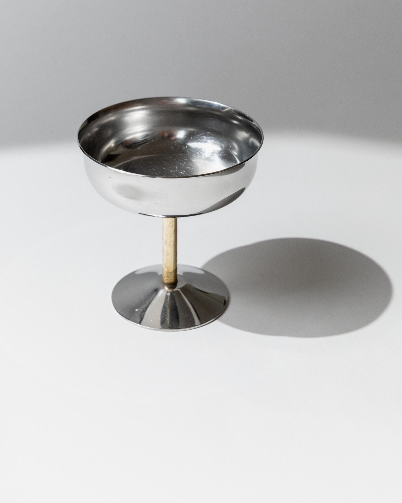 Vintage Champagnerschale Set von 6, Edelstahl mit goldenem Stiel, Italien, retro, Geschenkidee