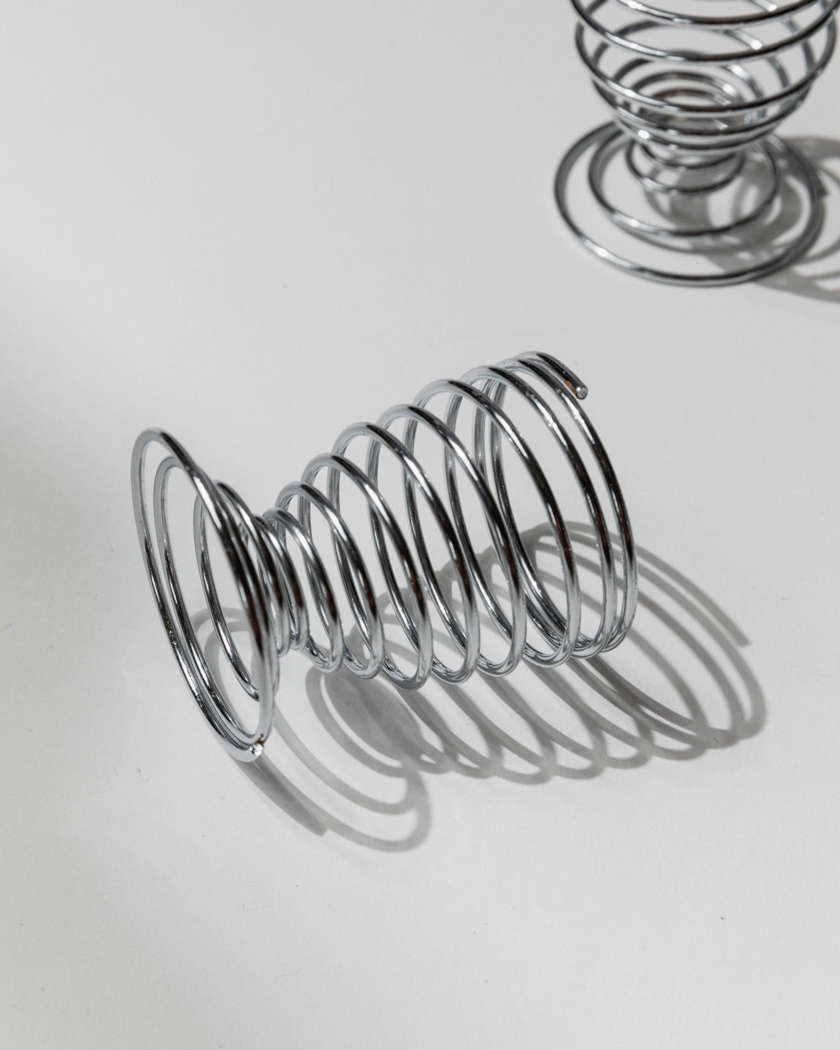 Vintage Eierbecher Set von 6 Spiral Chrom Space Age Tischdeko Retro