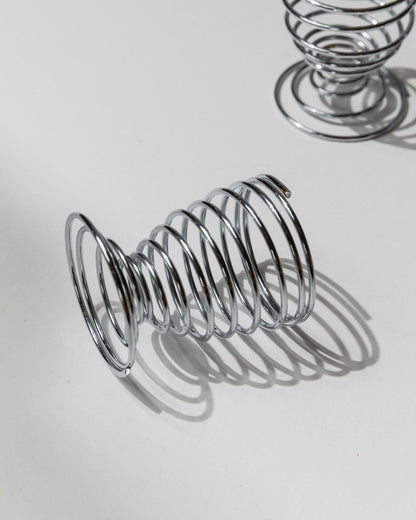 Vintage Eierbecher Set von 6 Spiral Chrom Space Age Tischdeko Retro