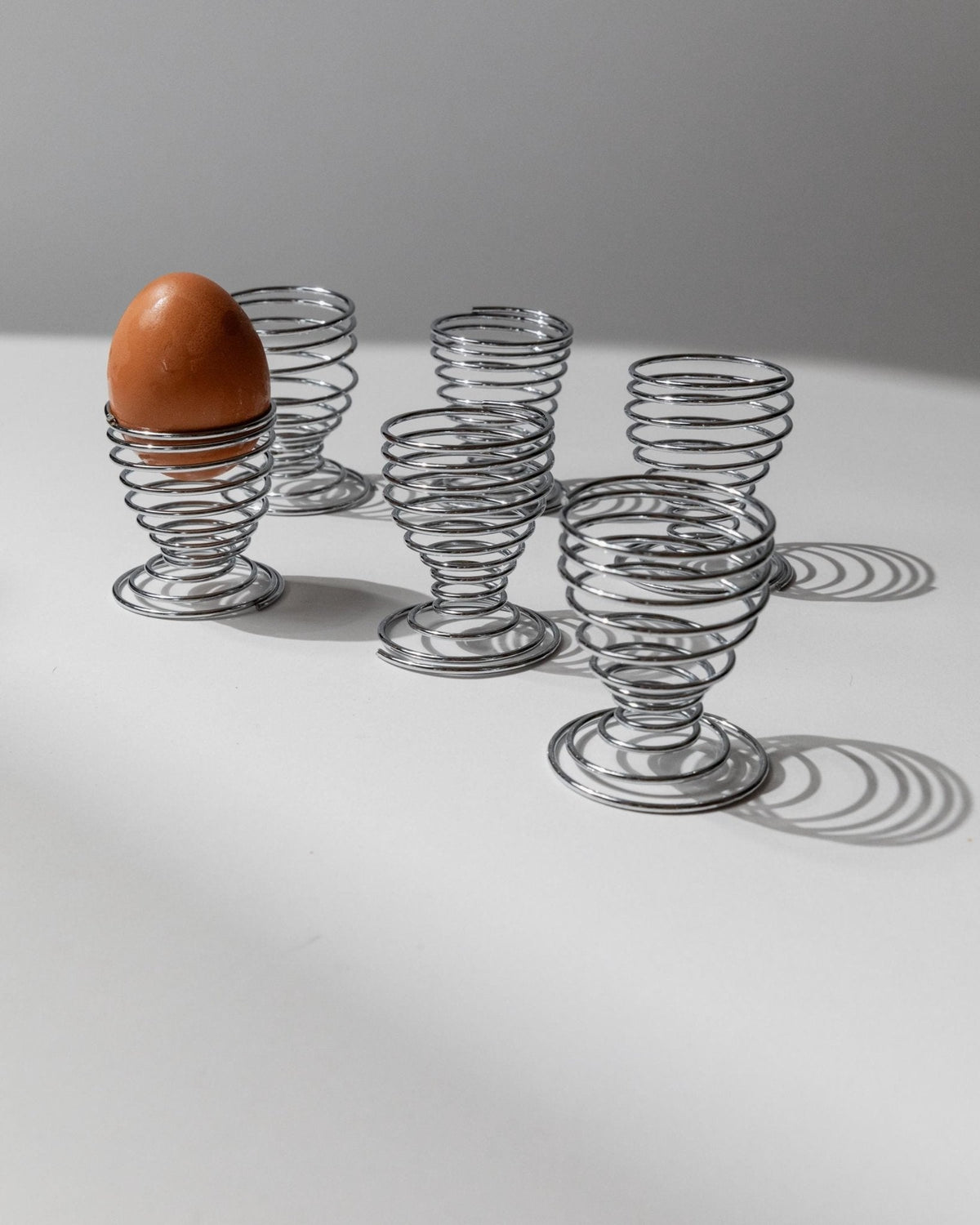 Vintage Spiral Chrome Egg Cups Set of 6
