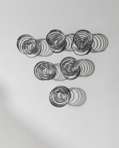 Vintage Eierbecher Set von 6 Spiral Chrom Space Age Tischdeko Retro