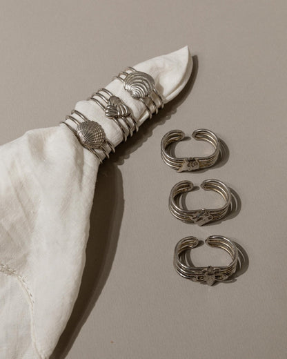 Set von 6 Vintage Serviettenringe versilbert von Buzzi Gang, Italien