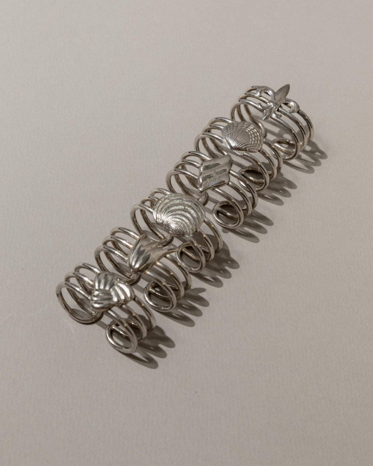 Vintage napkin ring silver-plated nautical details Italy 1960s set of 6