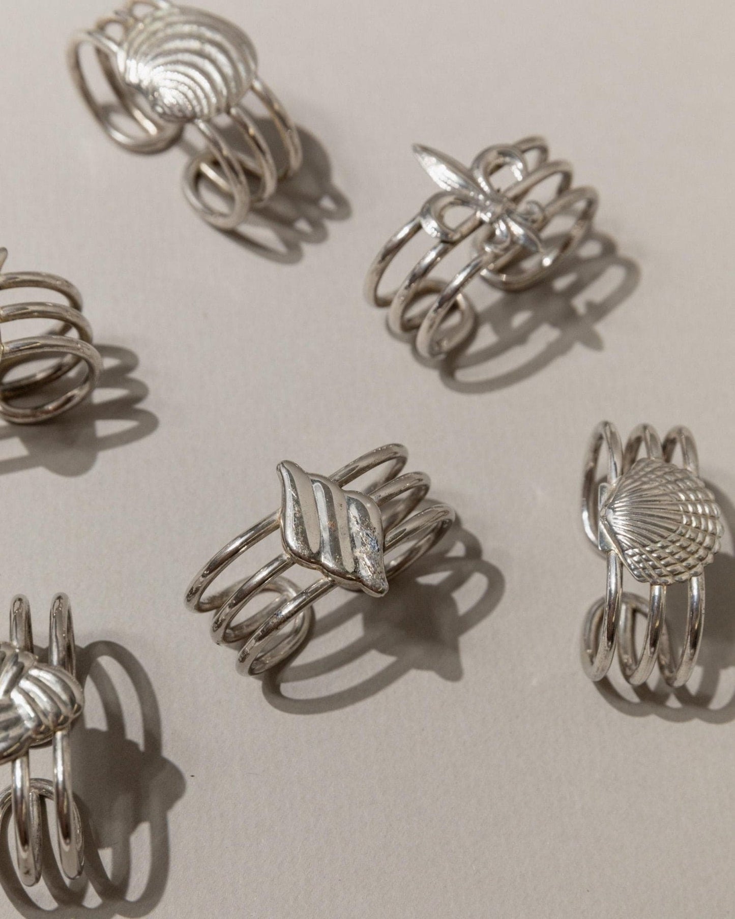 Vintage Serviettenring versilbert Nautikdetails Italien 1960er Set von 6