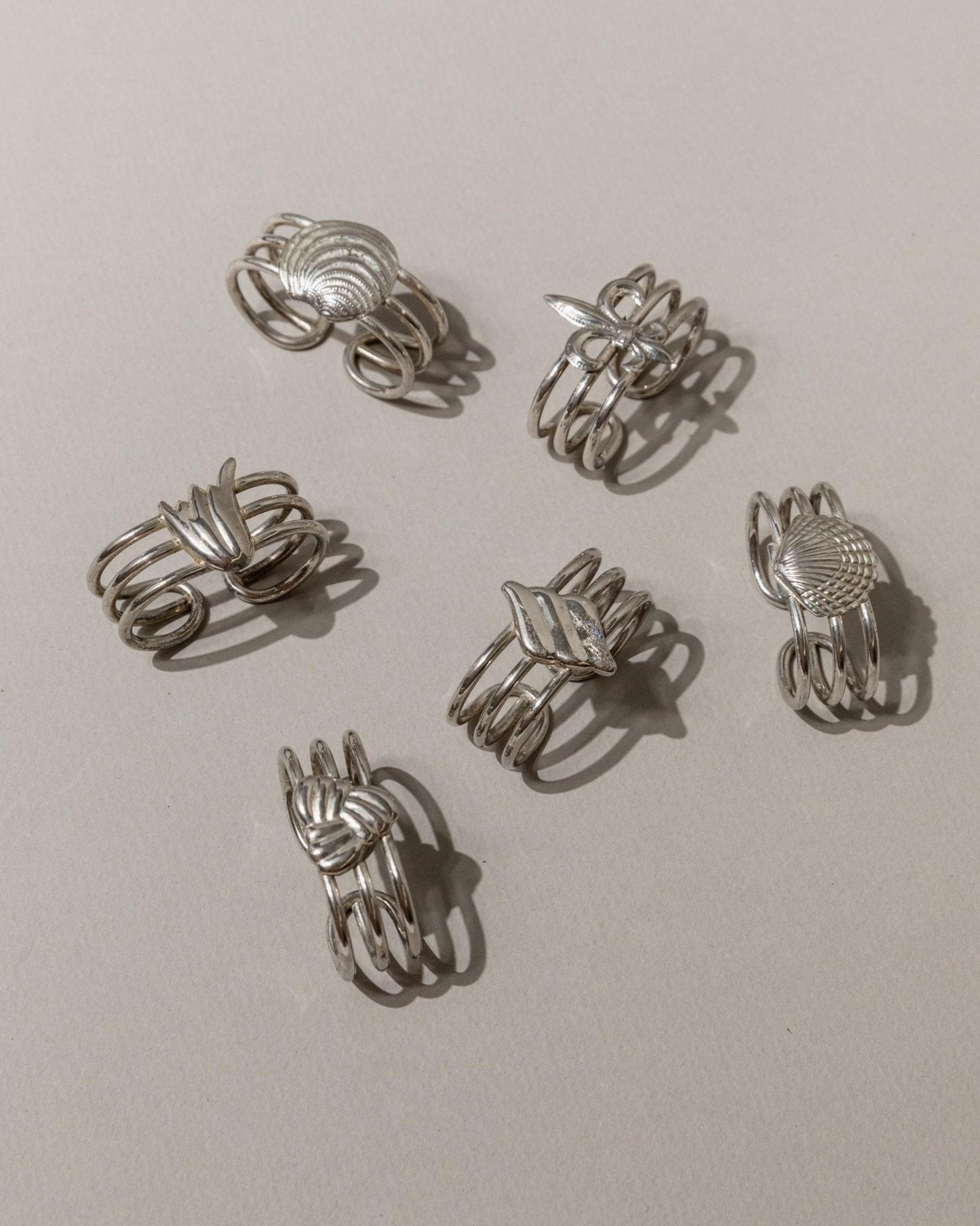 Set von 6 Vintage Serviettenringe versilbert von Buzzi Gang, Italien