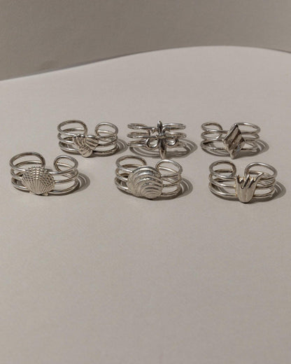 Vintage Serviettenring versilbert Nautikdetails Italien 1960er Set von 6