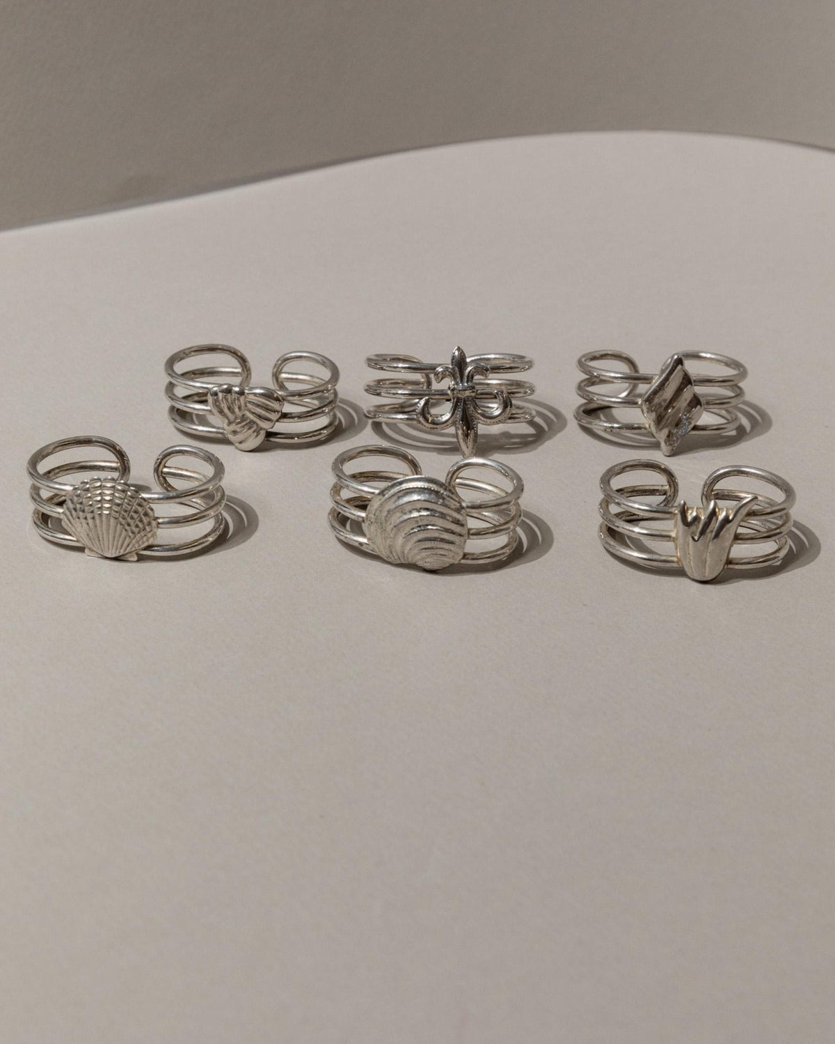 Set von 6 Vintage Serviettenringe versilbert von Buzzi Gang, Italien