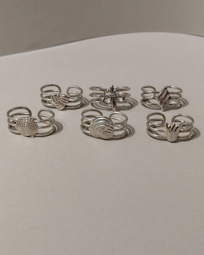 Set von 6 Vintage Serviettenringe versilbert von Buzzi Gang, Italien