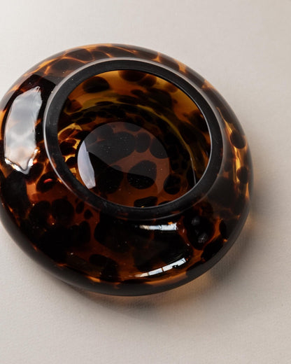 Vintage Murano Glasvase und Schale Schildpatt Optik Italien 1980er