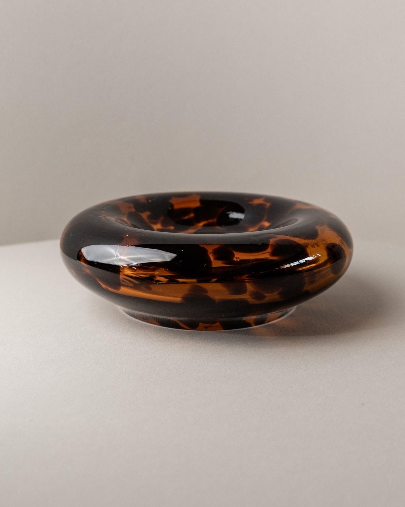 Vintage Murano Glasvase und Schale Schildpatt Optik Italien 1980er