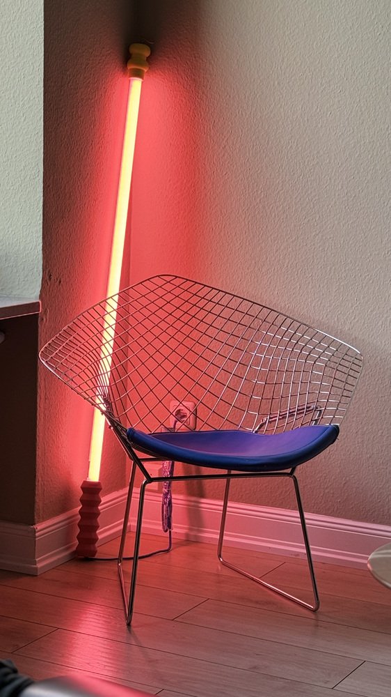 Diamond Chair von Harry Bertoia für Knoll mit blauem Sitzkissen