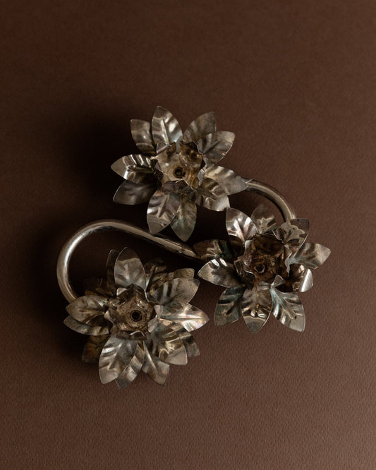 Vintage Kerzenhalter 3 Flowers versilbert