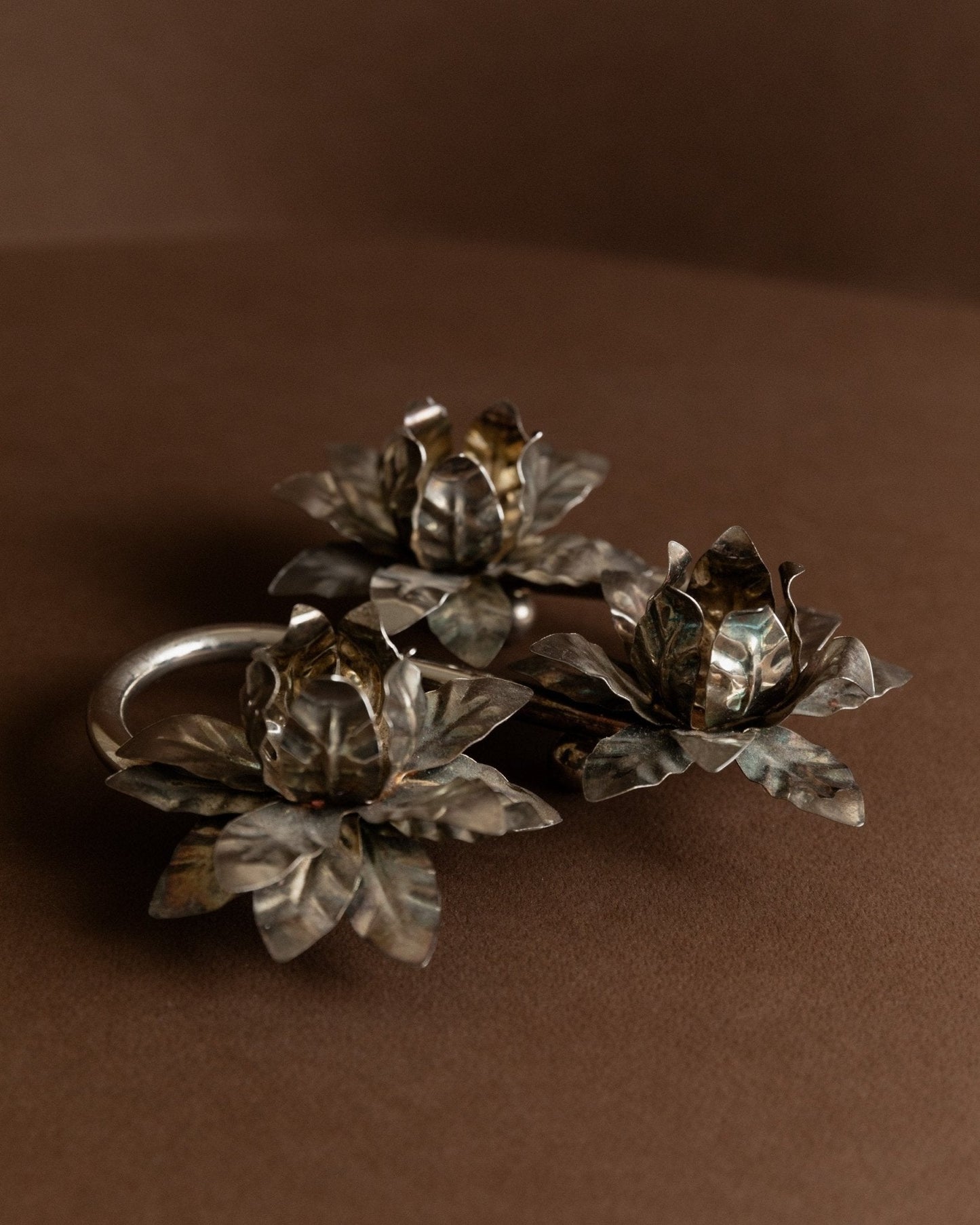 Vintage Kerzenhalter 3 Flowers versilbert