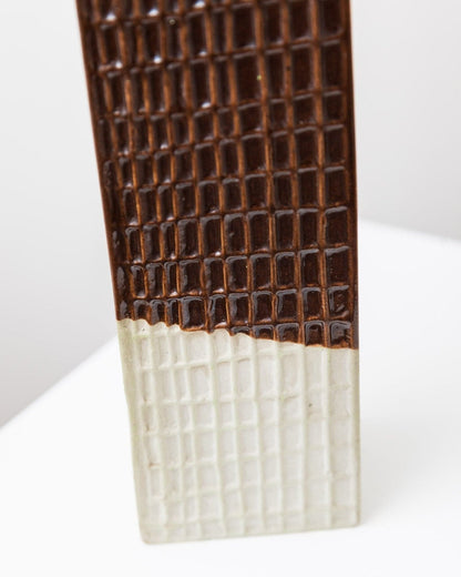 Vintage Vase Skyscraper Keramik Braun Tschechisches Design 1960er