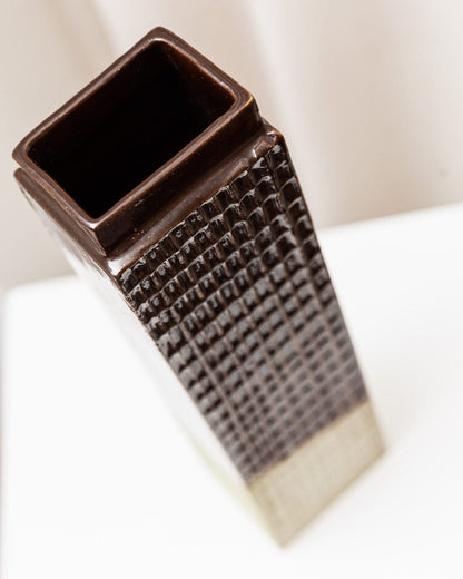 Vintage Vase Skyscraper Keramik Braun Tschechisches Design 1960er