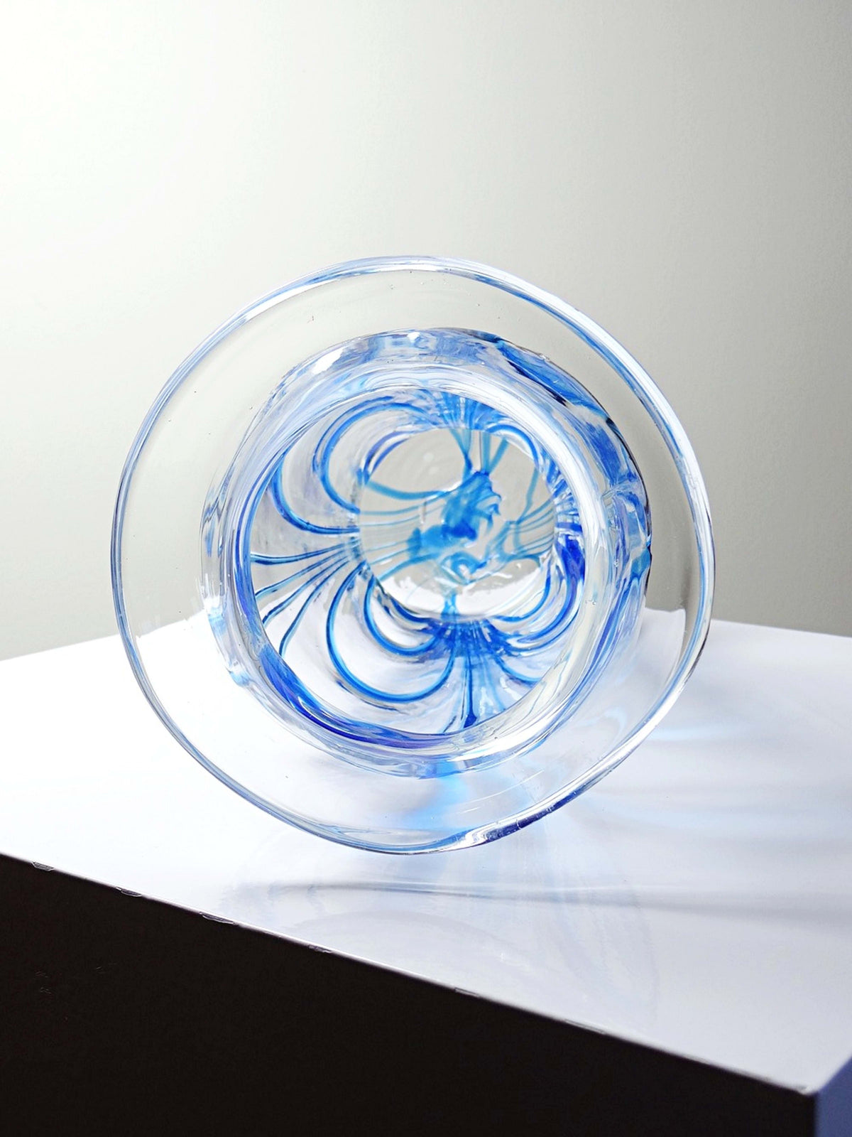 Vintage Vase aus Muranoglas blau-transparent, Italien 1960-70er