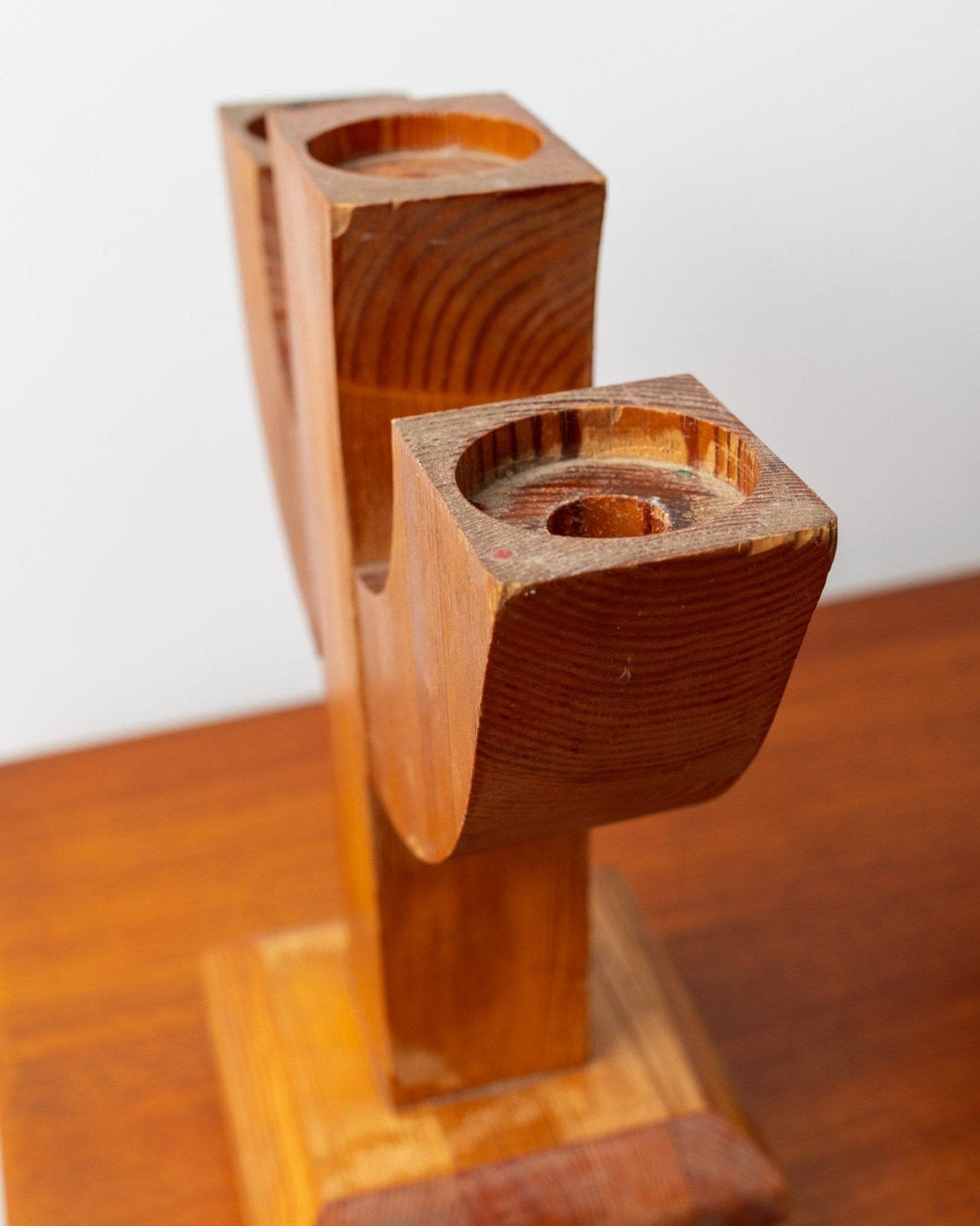 Vintage Kerzenhalter Holz Mid Century Design 1950er