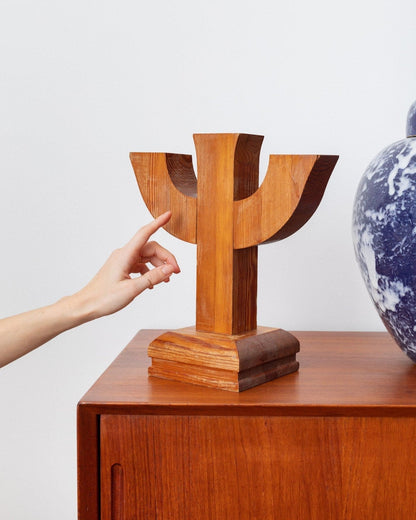 Vintage Kerzenhalter Holz Mid Century Design 1950er