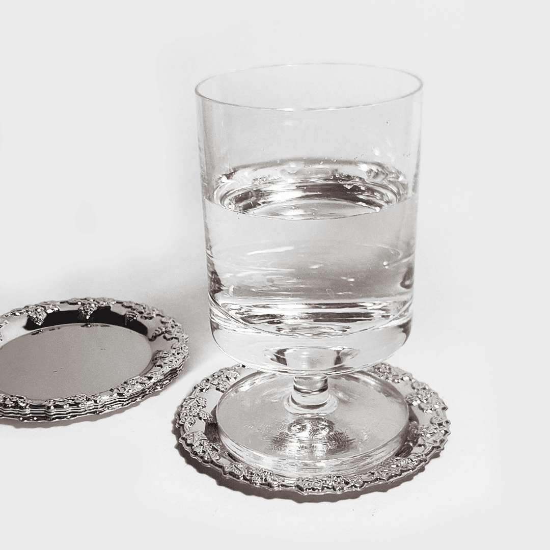 Vintage Untersetzer Edelstahl Silber