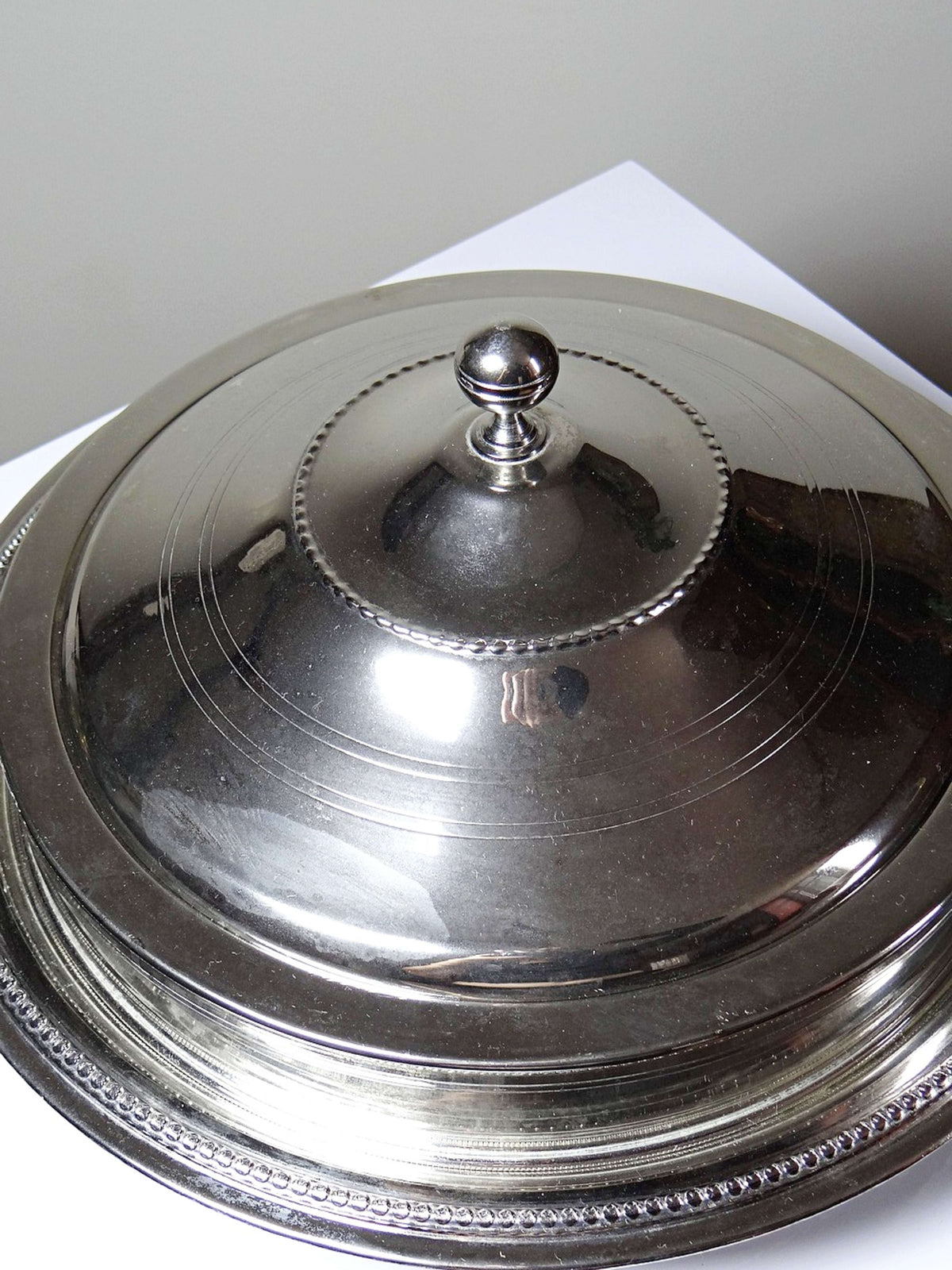 Vintage Servierplatte mit Deckel, versilbert, Marokko