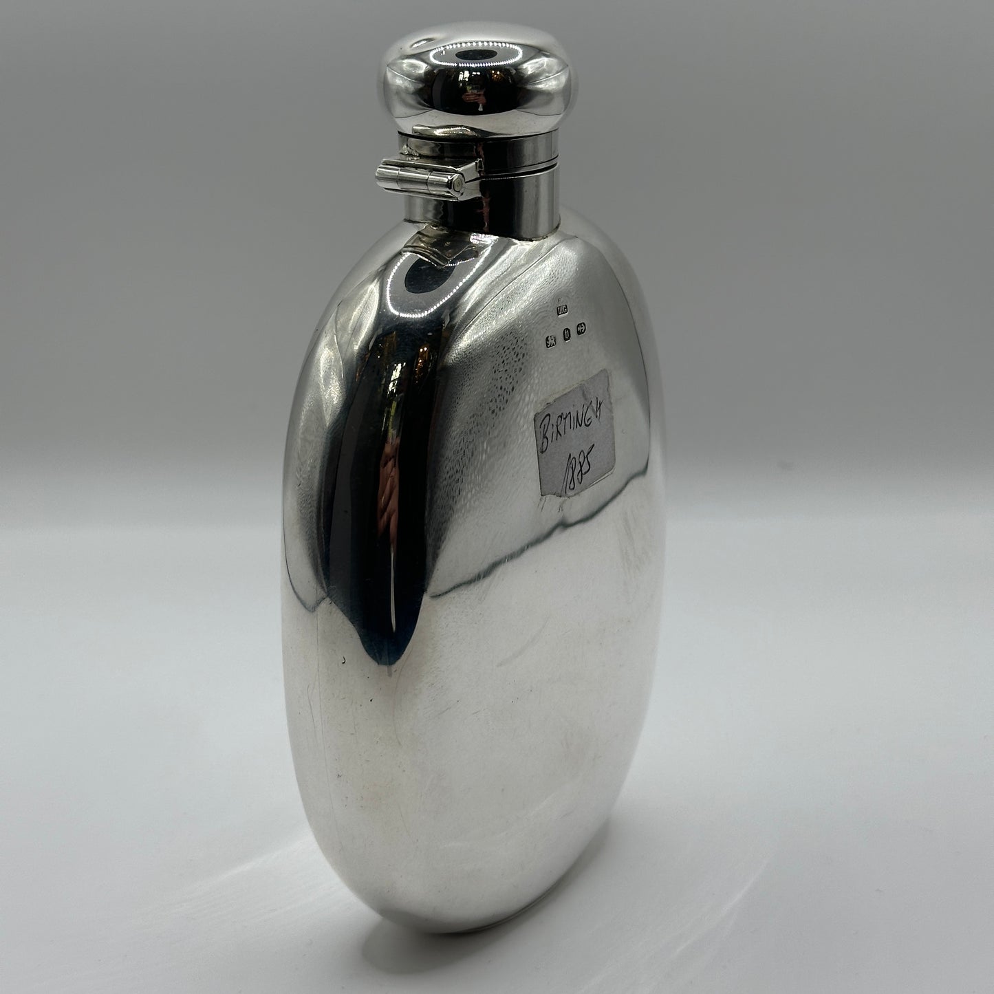 Vintage Silber-Flachmann Birmingham 1885