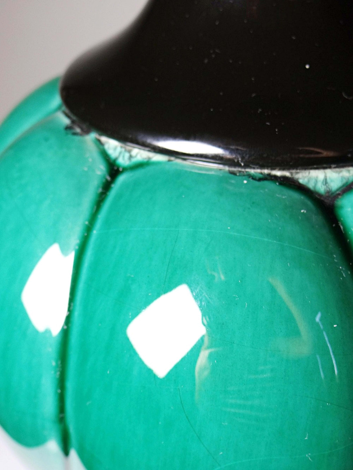 Vintage Tischlampe Mathias, Keramik grün und schwarz, 1970er Jahre