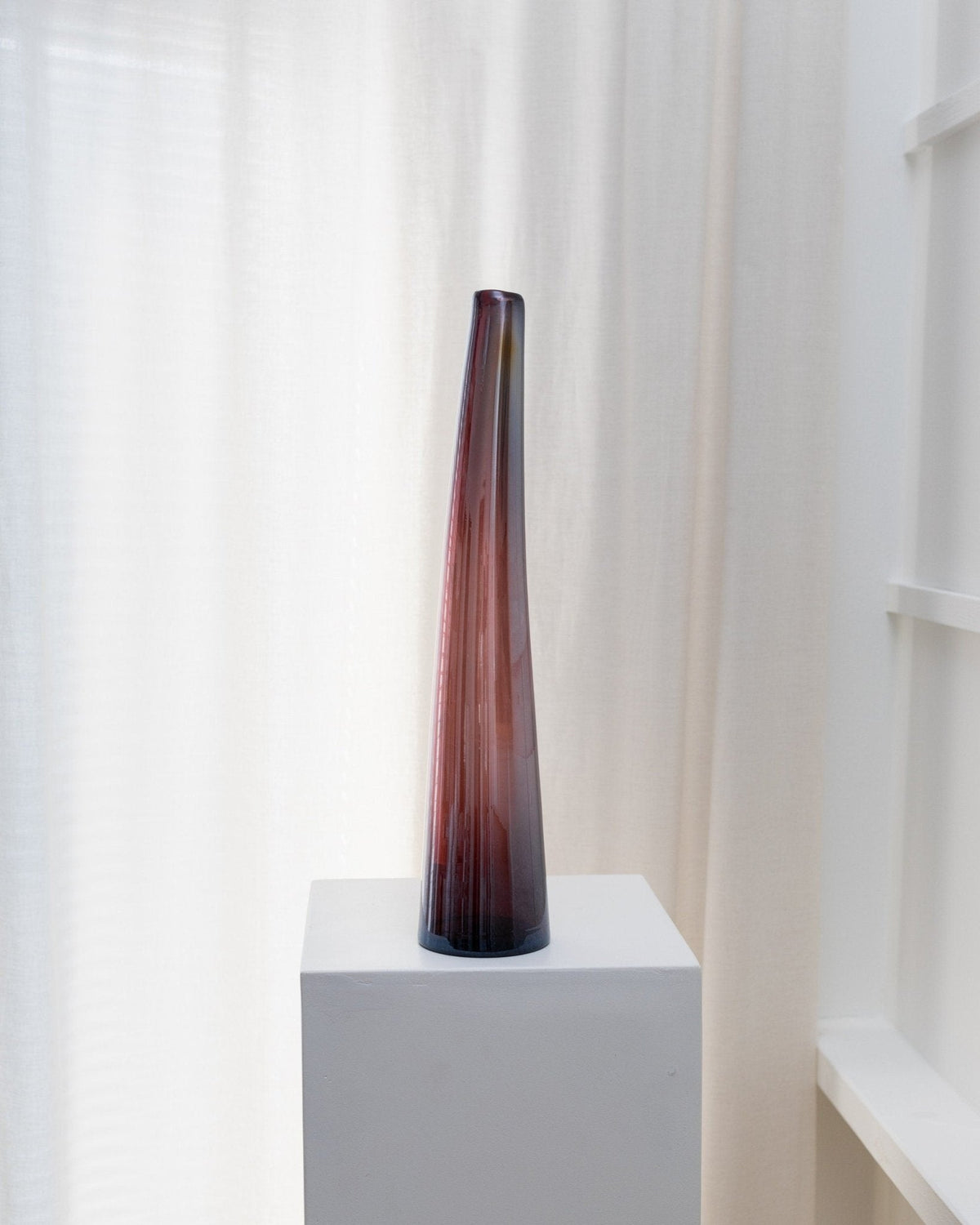 Vintage Murano Glasvase Violett und Rot, Italien 1970er Jahre