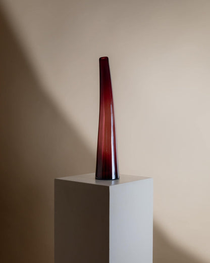 Vintage Murano Glasvase Violett und Rot, Italien 1970er Jahre