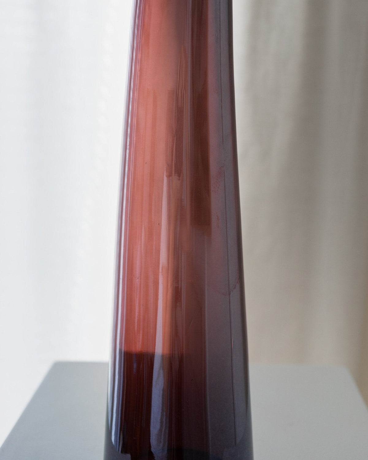 Vintage Murano Glasvase Violett und Rot, Italien 1970er Jahre