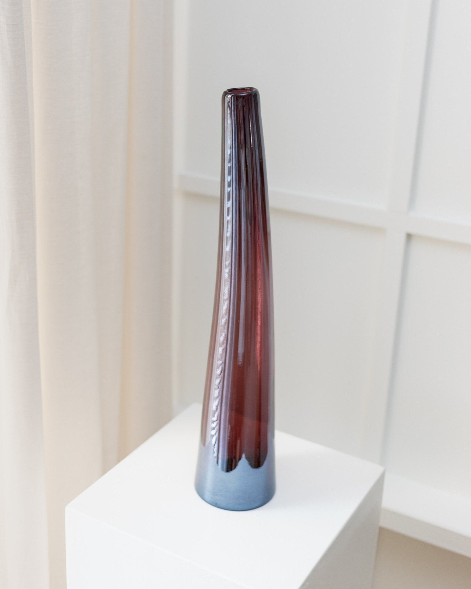 Vintage Murano Glasvase Violett und Rot, Italien 1970er Jahre