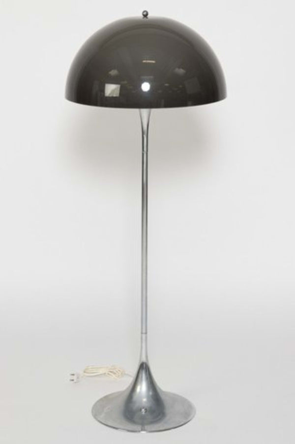 Vintage Stehlampe Panthella von Verner Panton für Louis Poulsen silber-grau