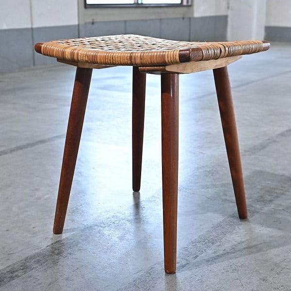 Vintage Hocker Rattan B aus Teak von unbekannt für Dänemark