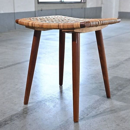 Vintage Hocker Rattan B aus Teak von unbekannt für Dänemark