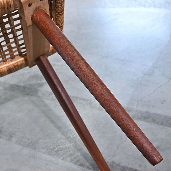 Vintage Hocker Rattan B aus Teak von unbekannt für Dänemark